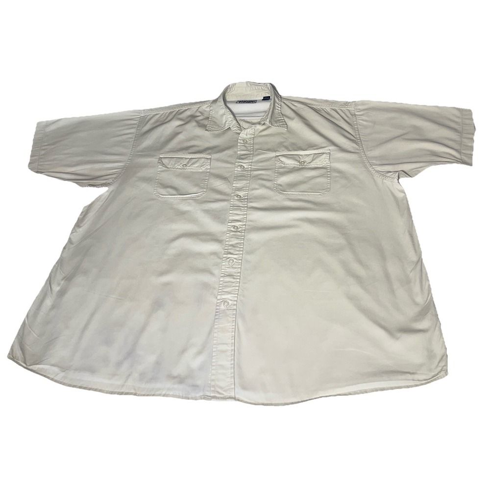 Wrangler 2XL CottonPocket Button Down Short Sleeve Khaki Shirt Casual western